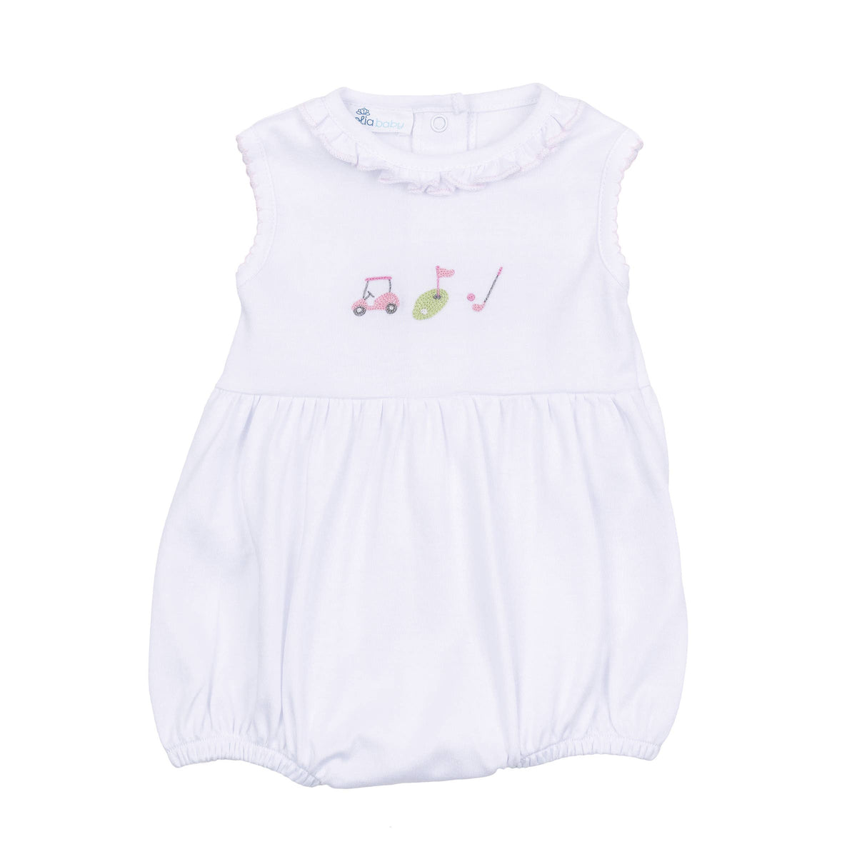 Tiny Tee Time Embroidered Bubble - Pink