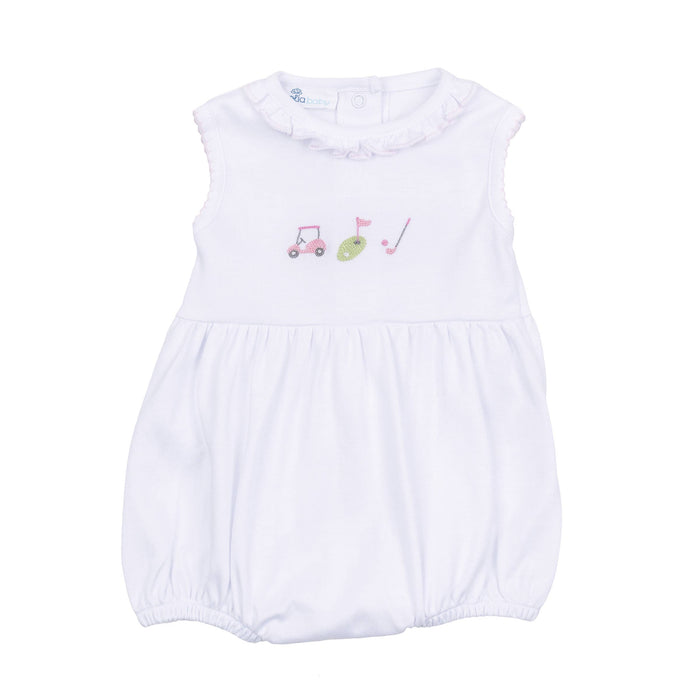 Tiny Tee Time Embroidered Bubble - Pink