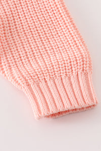 Pink hand-embroidery ghost pullover sweater