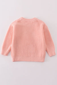 Pink floral hand-embroidery jumper sweater