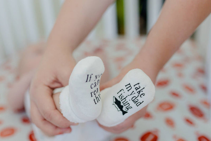 Take My Dad Fishing Baby Socks | Gifts for Dads