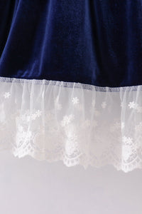 Premium Navy velvet lace dress