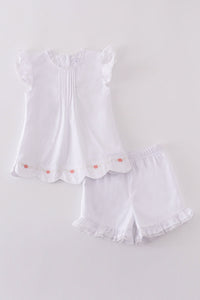 Premium white floral embroidery set