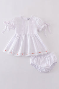 Premium white floral embroidery bloomer set