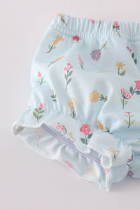 Blue floral bloomer set