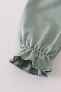 Sage turkey french knot ruffle bubble