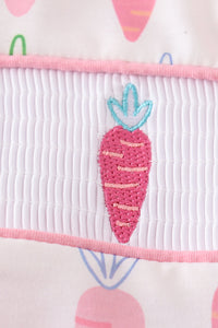 Easter carrot embroidery smocked baby set