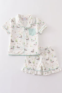 Sage duck girl pajamas set
