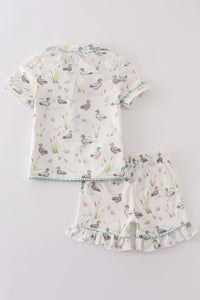 Sage duck girl pajamas set