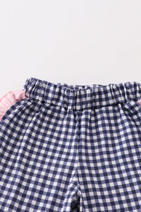 Pink fishing puppy applique girl set