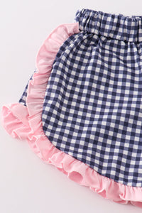 Pink fishing puppy applique girl set