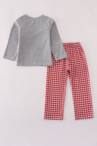 Alabama embroidery gingham pants set