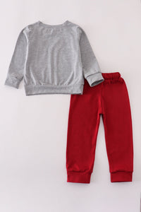 Grey Alabama embroidery pants set
