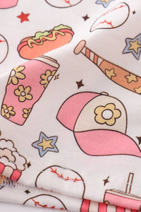 Pink baseball print girl set
