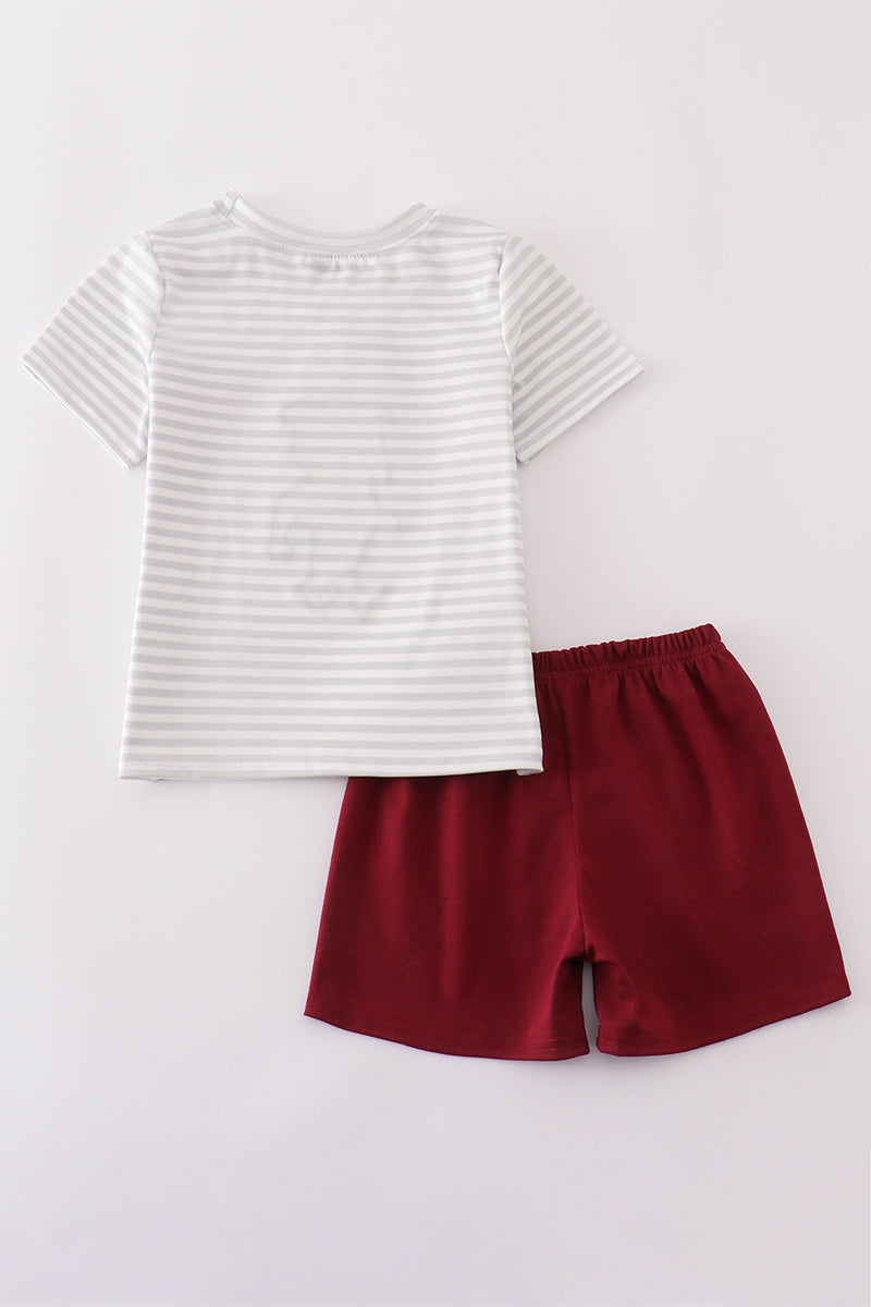 Maroon Mississippi applique stripe set