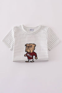 Maroon Mississippi applique stripe set