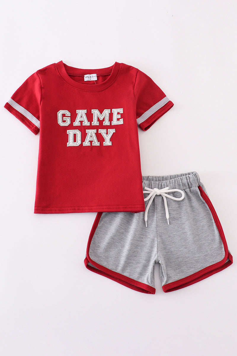 Maroon Alabama GAME DAY glitter shorts set