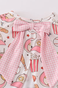 Pink baseball print gingham bloomer set