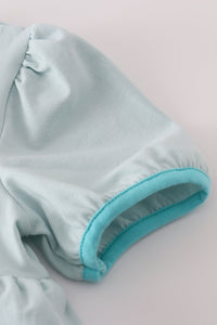 Sky princess embroidery ruffle dress