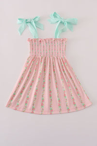 Pink floral smocked mom&me dress