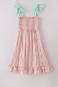 Pink floral smocked mom&me dress