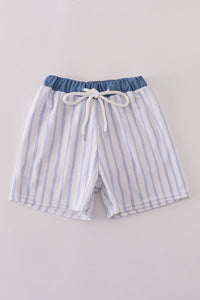 Blue stripe boy swim trunks UPF50+