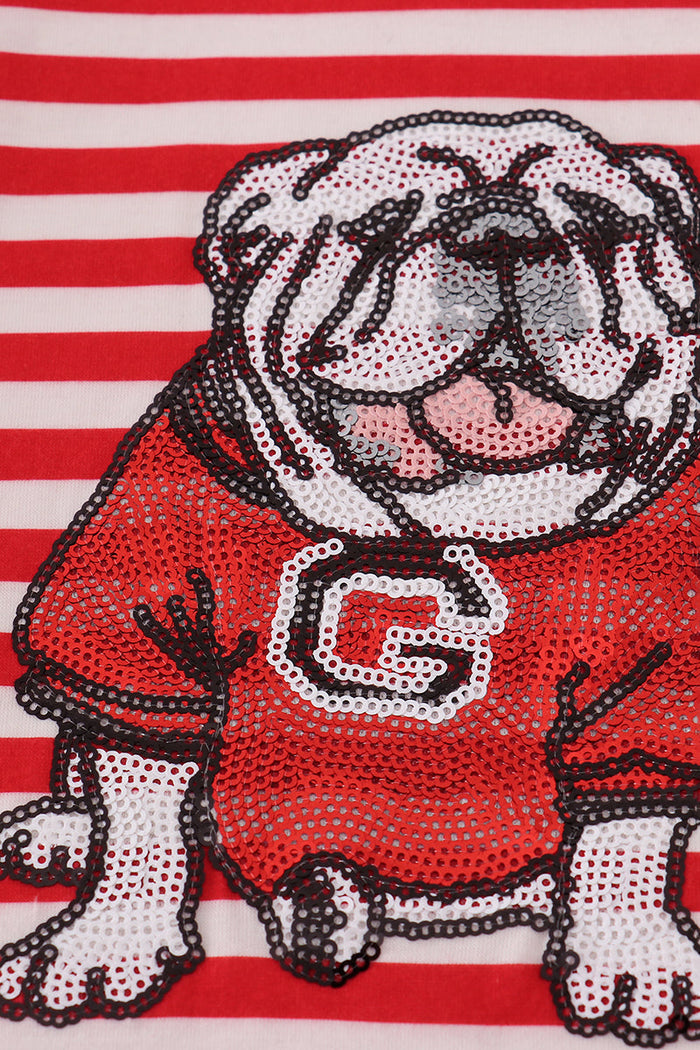 Red Georgia bulldog sequin stripe shorts set