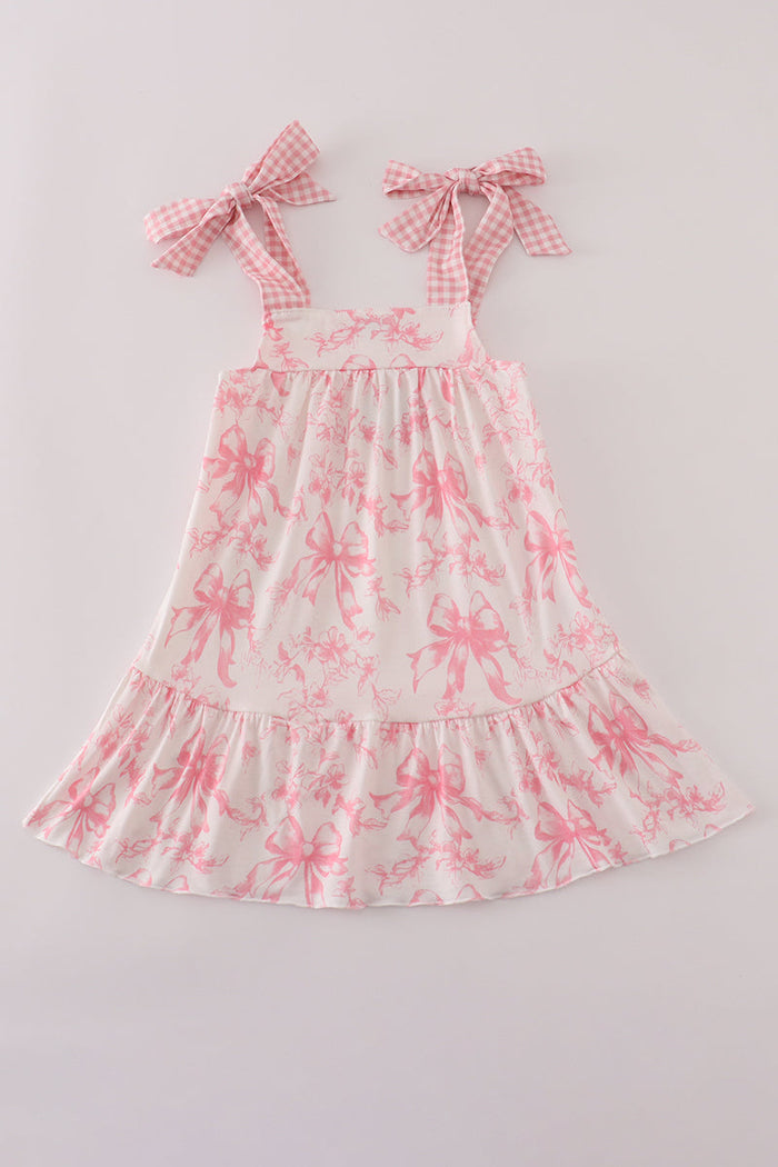 Pink bow print ruffle mom&me dress