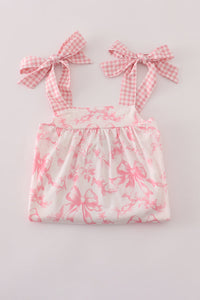 Pink bow print ruffle mom&me dress