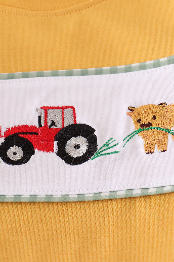 Highland cow embroidery pants set