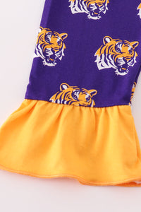 Purple LSU geaux tiger bamboo ruffle pajamas set