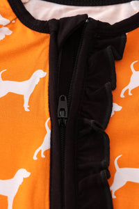 Orange Tennessee bamboo ruffle romper