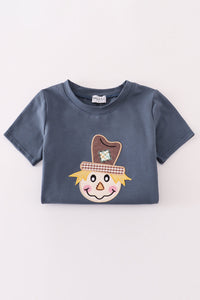 Navy scarecrow applique pants set
