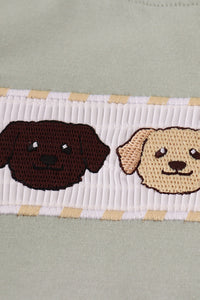 Puppy embroidery smocked pants set