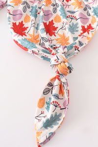 Red floral print baby gown