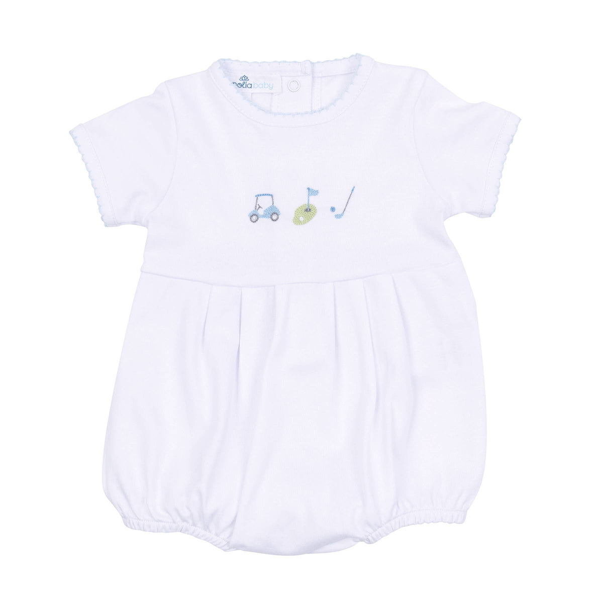 Tiny Tee Time Embroidered Bubble - Light Blue