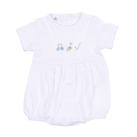 Tiny Tee Time Embroidered Bubble - Light Blue