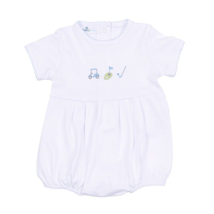 Tiny Tee Time Embroidered Bubble - Light Blue