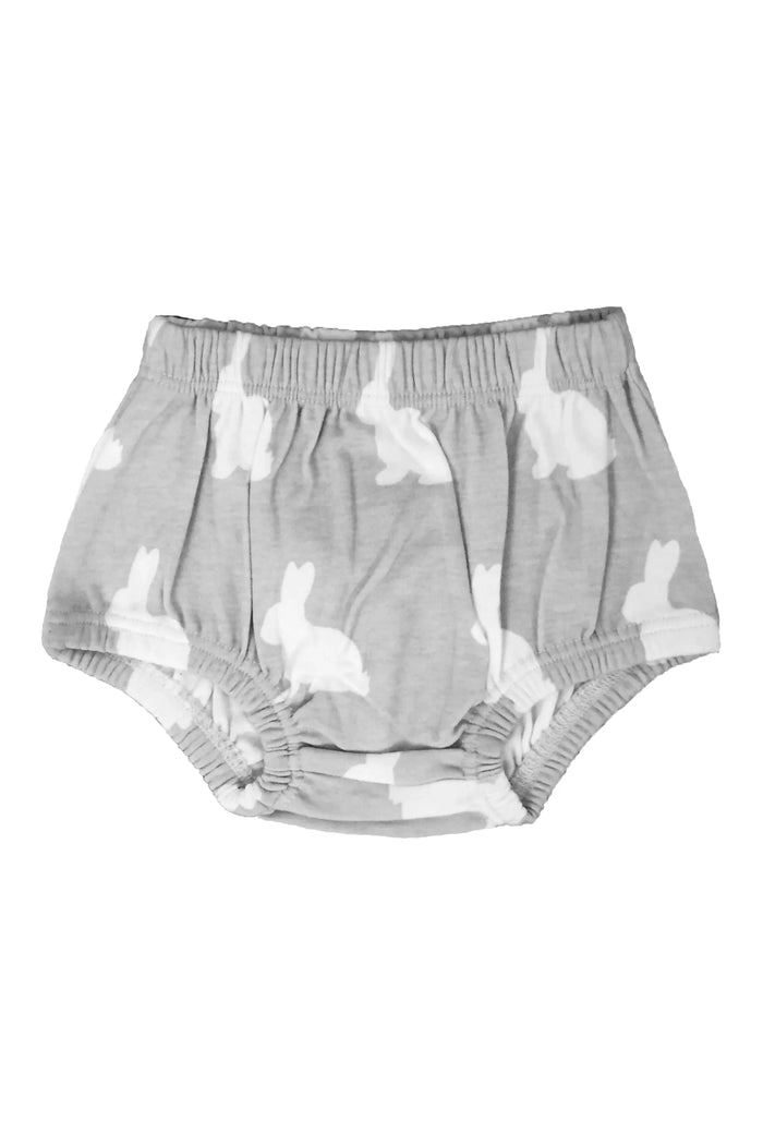 Easter Bunny Grey & White Baby Girl Organic Bloomers - Doodlebug Kidz