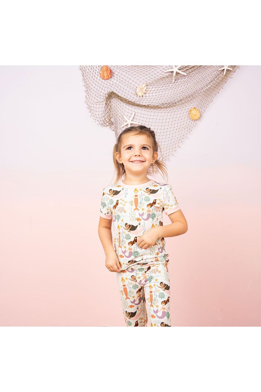 Mermaid Bamboo Kids Pajamas-Making Waves Short Sleeve/Pants - Doodlebug Kidz