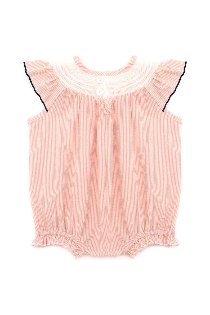Pink sailboat smocked ruffle baby romper - Doodlebug Kidz