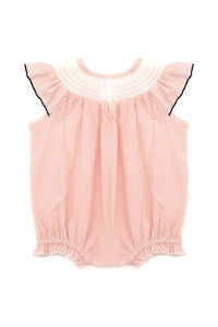 Pink sailboat smocked ruffle baby romper - Doodlebug Kidz