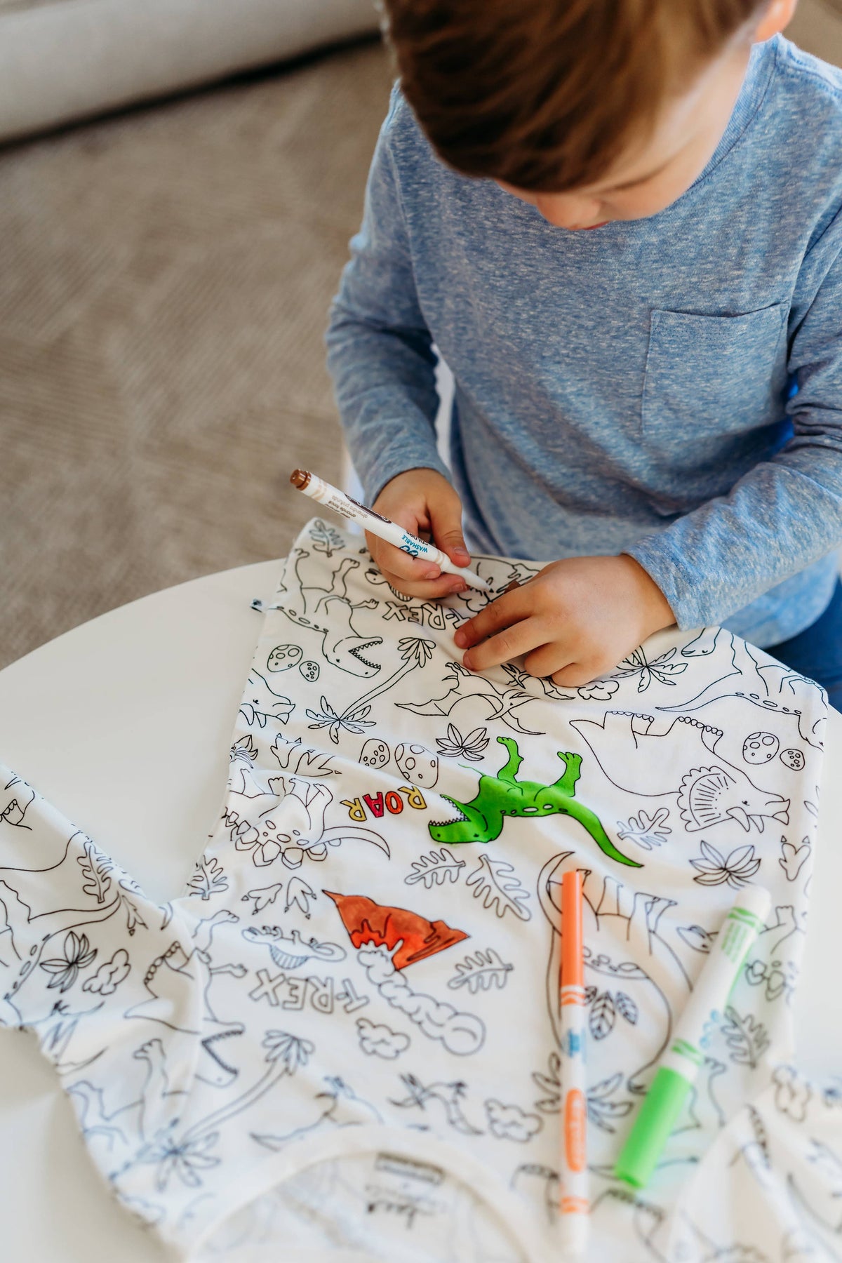 Dinosaur Coloring Pajamas 2 piece set made from Bamboo