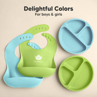 2-Pack Prep Silicone Bibs for Babies, Toddlers, Boys, Girls