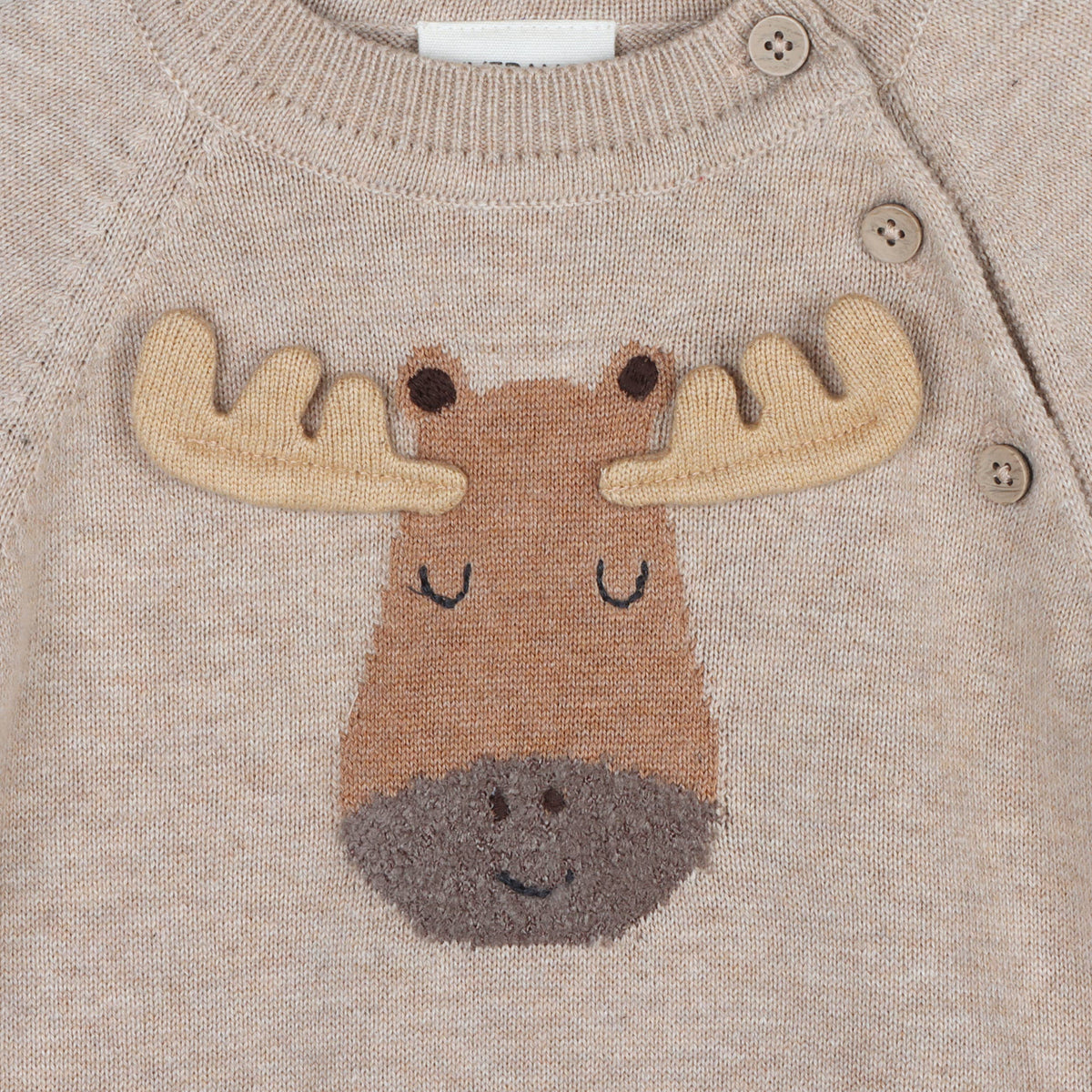 Moose Applique Raglan Baby Pullover Sweater (Organic Cotton)