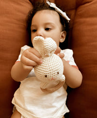 Baby Teething Toy Rattle Wood Ring Crochet (Bunny)