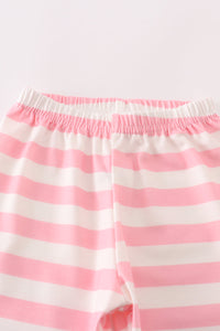 pink stripe girl pajamas set