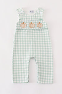 Green gingham pumpkin embroidery boy jonjon