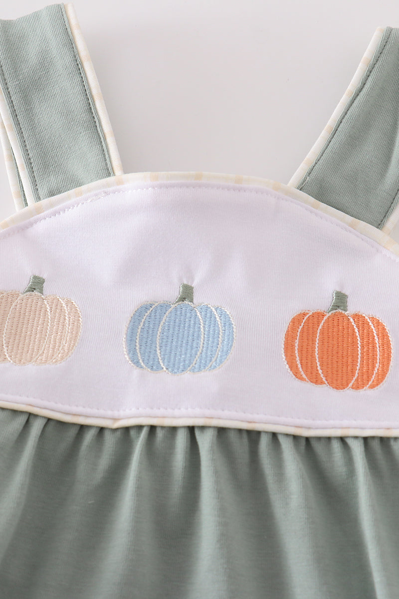 Green pumpkin embroidery unisex bubble