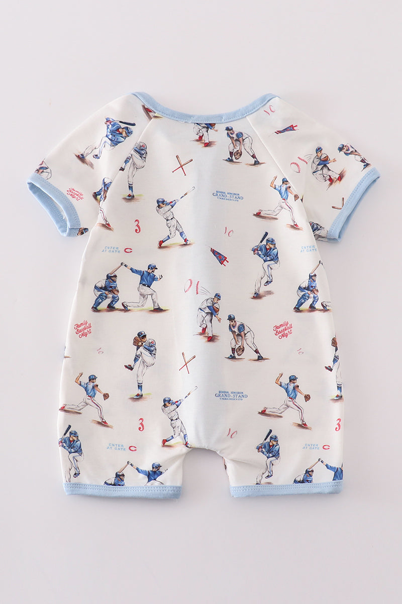 Baseball print boy romper